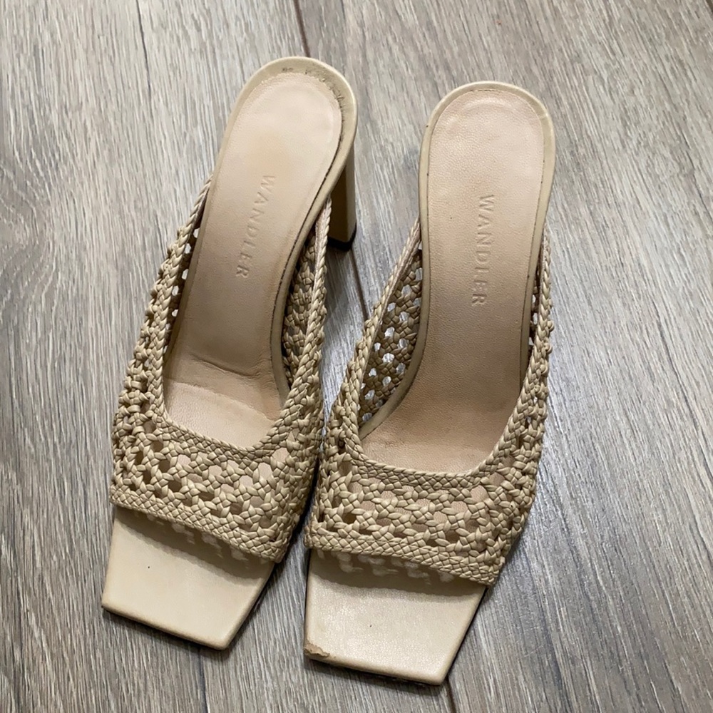 Wandler Beige Woven Mules
